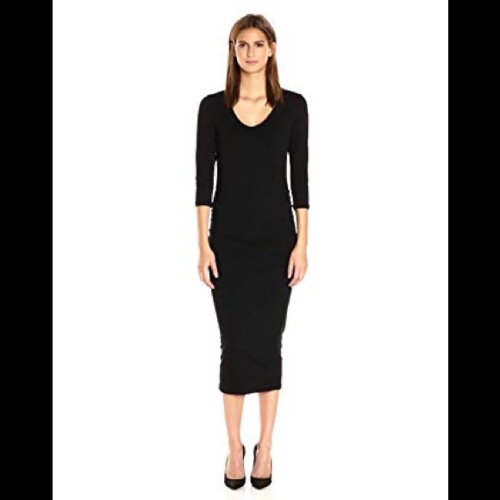 Michael Stars 3/4 Sleeve Ruched Midi Dress